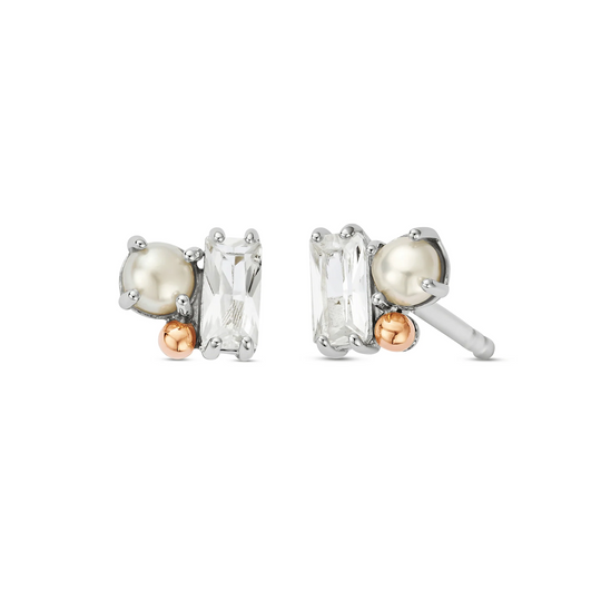 Nature's Wonder Beachcomber Cluster Stud Earrings - Silver - 3SNWO936