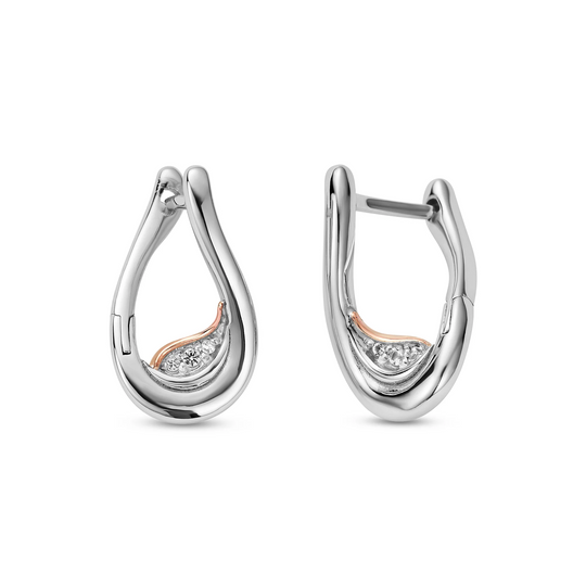 Past Present Future Twist Hoop Earrings with Topaz - Sterling Silver - 3SPPF962