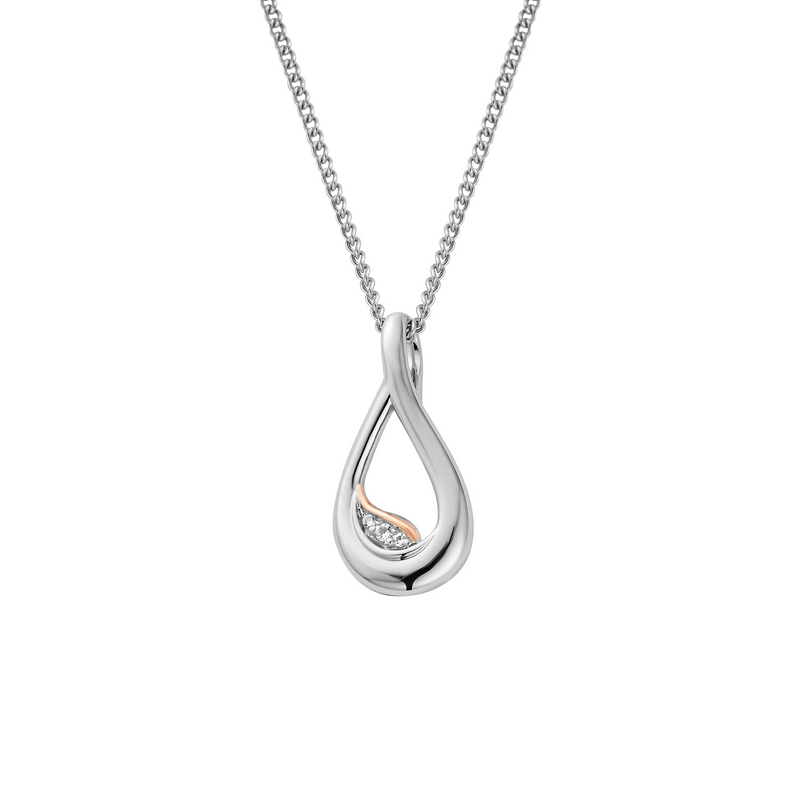 Past Present Future Twist Pendant with Topaz - Silver - 3SPPF963