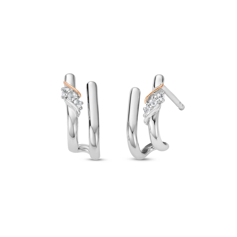 Past Present Future Curve Stud Earrings - Silver - 3SPPF964