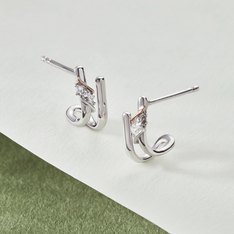 Past Present Future Curve Stud Earrings - Silver - 3SPPF964