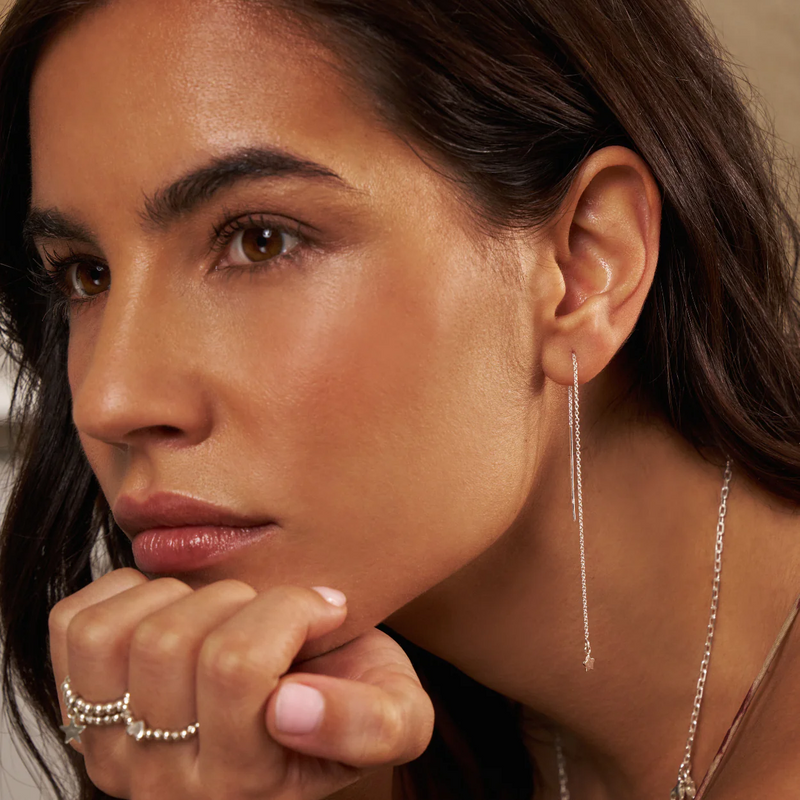 Dream Achiever Pull Through Earrings - Silver - SEDR2533