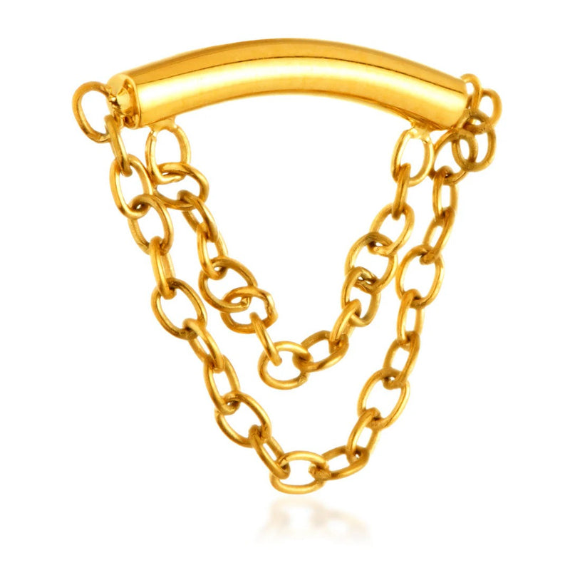 Internal Curved Bar Double Chain Attachment - Titanium/Gold - QZCHAIN220
