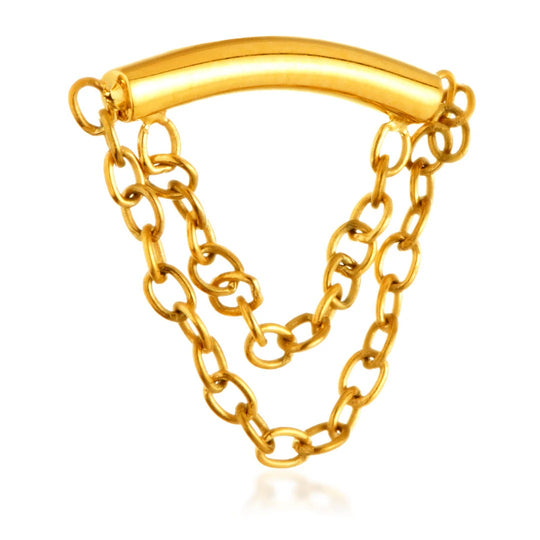 Internal Curved Bar Double Chain Attachment - Titanium/Gold - QZCHAIN220