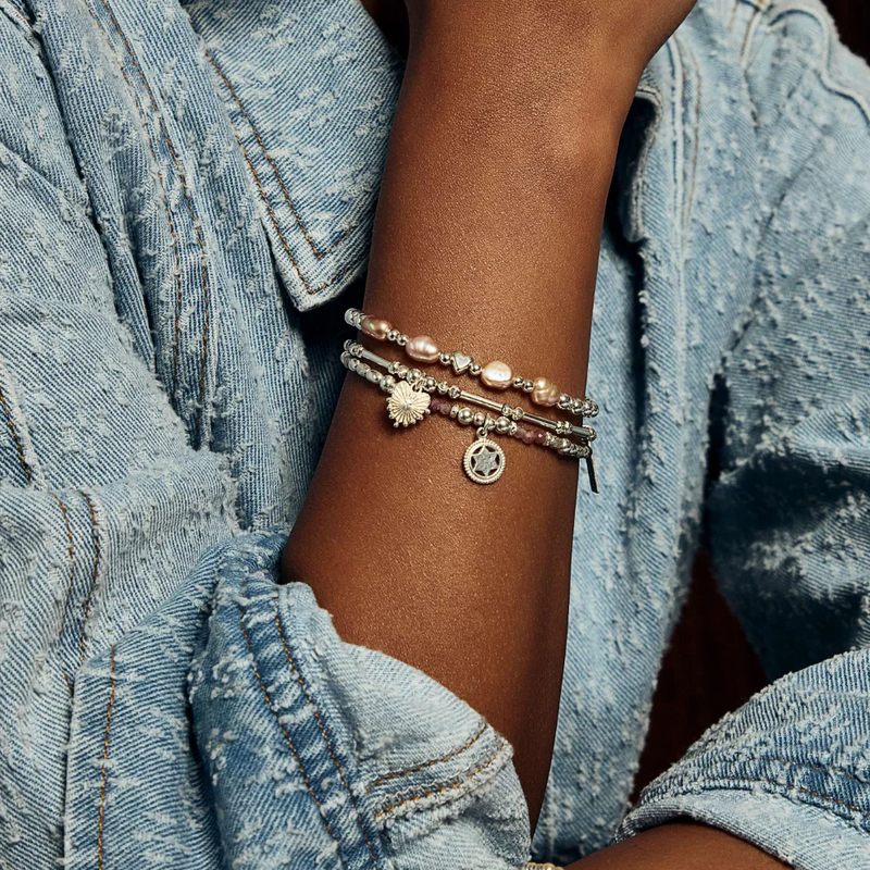 With Love Pink Pearl Bracelet - Silver - SBFRPP