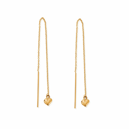 Mini Puffed Heart Pull Through Earrings - Gold - GEDR4014