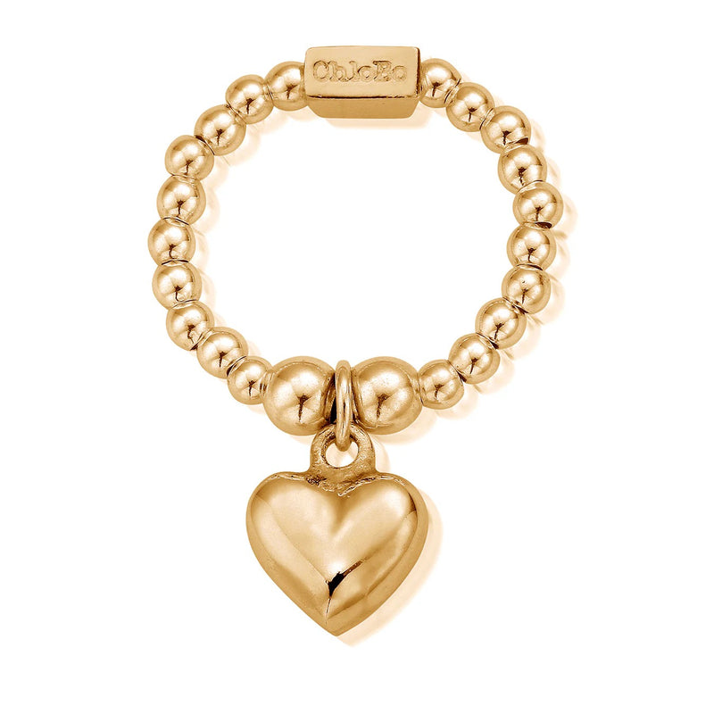 Mini Puffed Heart Ring, Medium - Gold - GRM2067