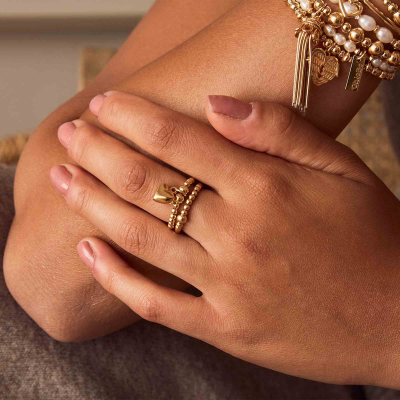Mini Puffed Heart Ring, Medium - Gold - GRM2067