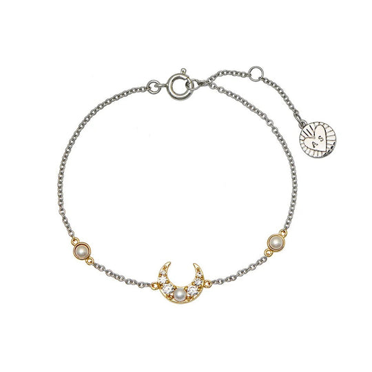 Luna Pearl Moon Chain Bracelet - Gold/Silver - AS22SGB08