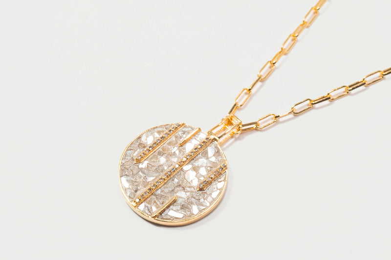 Riffa Medium Necklace, White Resin - Gold - QLA-300-072