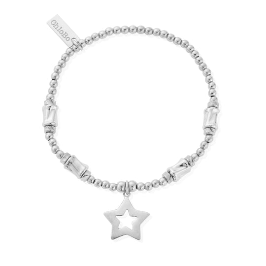 Cute Charm Chunky Twist Open Star Bracelet - Silver - SBCCCT812
