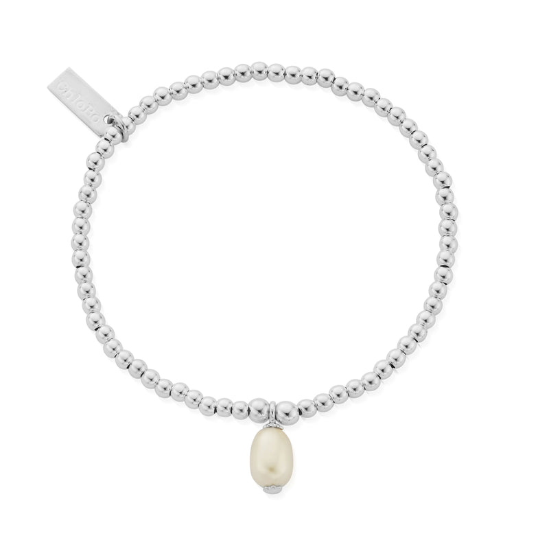 Cute Charm Pearl Drop Bracelet - Silver - SBCCPD