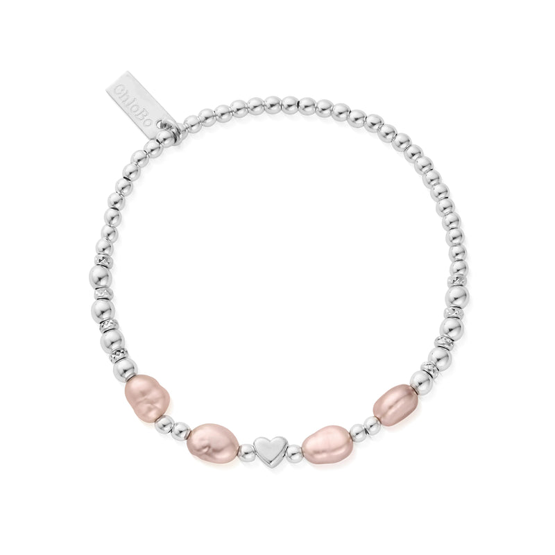 With Love Pink Pearl Bracelet - Silver - SBFRPP