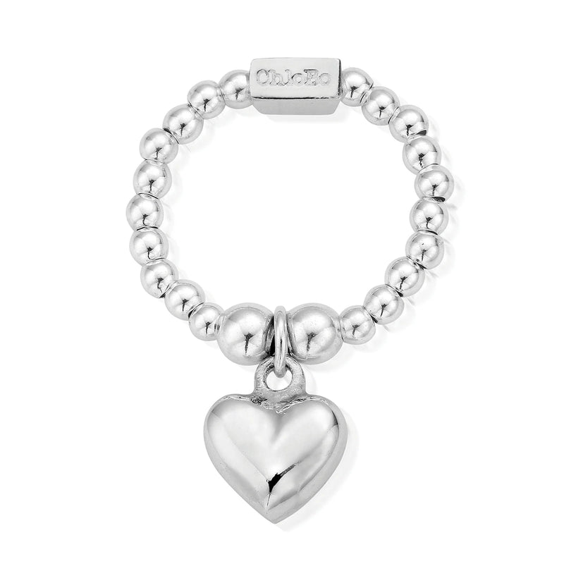 Mini Puffed Heart Ring, Medium - Silver - SRM2023