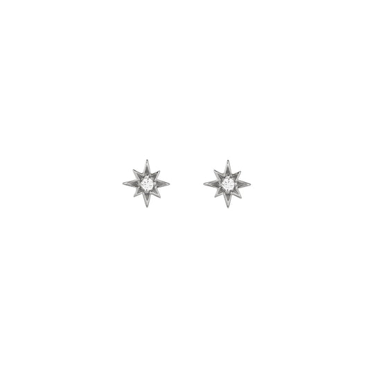 Ziggy Mini North Star Stud Earrings - Silver - AS22SGE33
