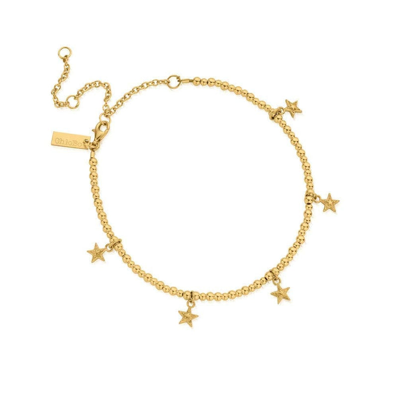 Mini Cute Multi Star Anklet - Gold - GANMC3031