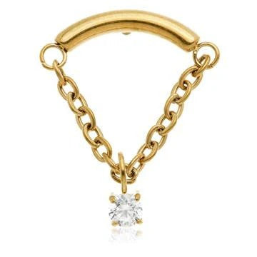 Internal Hanging Chain CZ Attachment - Titanium/Gold - QZCHAIN29
