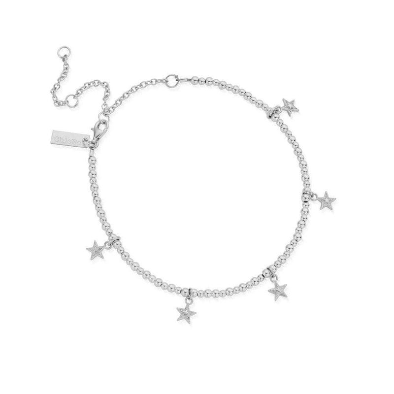 Mini Cute Multi Star Anklet - Silver - SANMC3028
