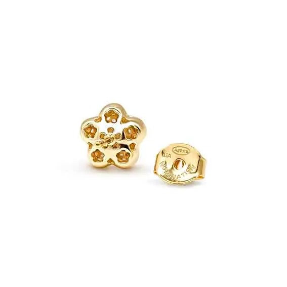 Lifepoetry CZ Flower Stud Earrings - Gold - 242707/012