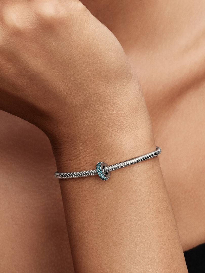 Ice Blue Stone Spacer Charm - Sterling Silver