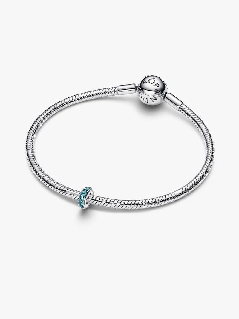 Ice Blue Stone Spacer Charm - Sterling Silver