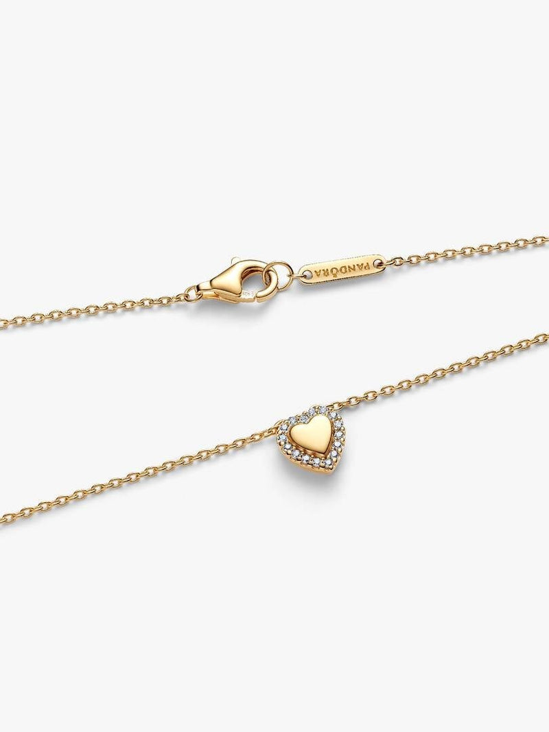 Heart Cubic Zirconia Collier Necklace - 14ct Gold Plated - 364364C01-45