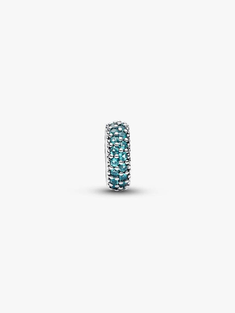 Ice Blue Stone Spacer Charm - Sterling Silver