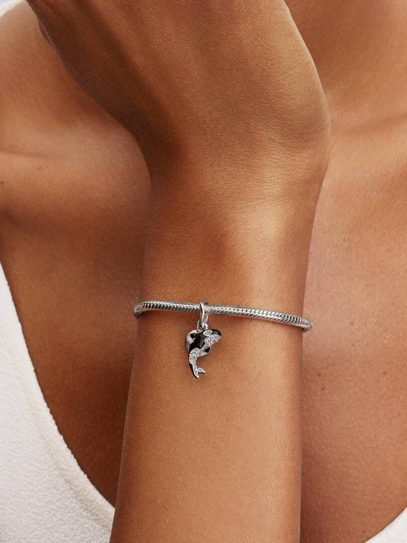Orca Dangle Charm - Sterling Silver