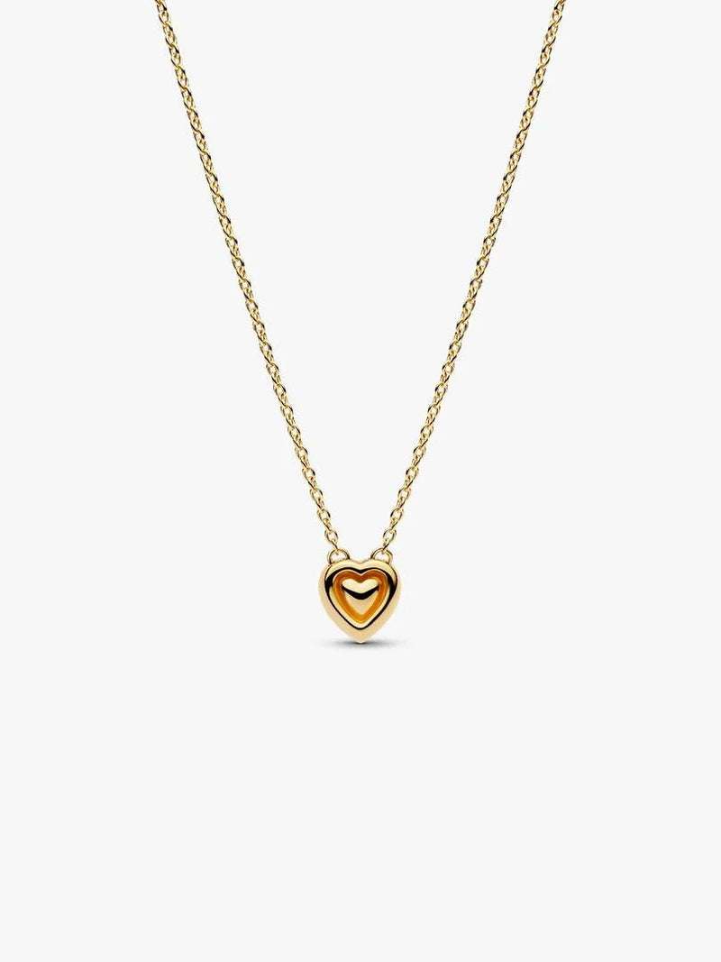 Heart Cubic Zirconia Collier Necklace - 14ct Gold Plated - 364364C01-45