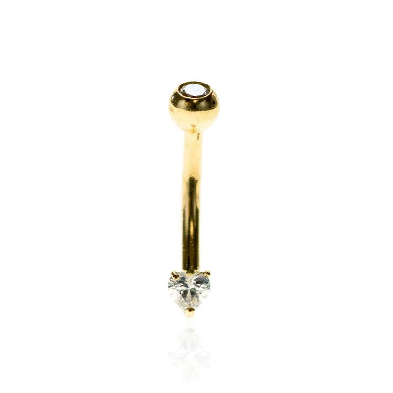 Heart Rook Bar Earring - Yellow Gold - TLRKBAR3-14K-Y-1.2