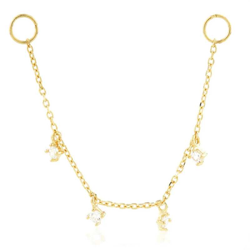 Hanging Chain Charm With Gems - Gold - TLCHAIN15-9K-Y