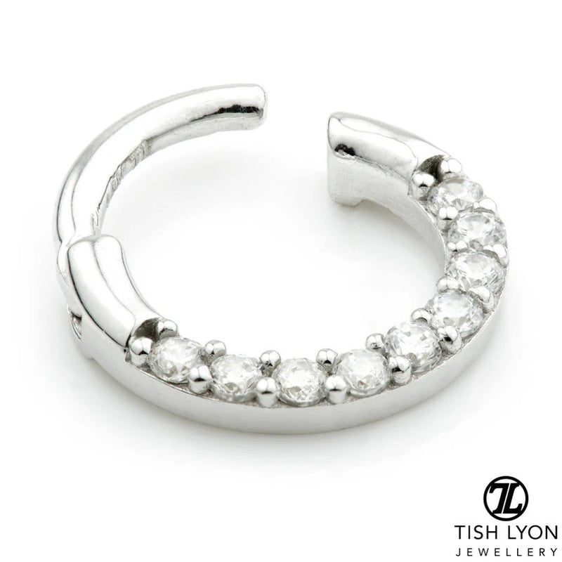 Pavé Gems Daith Ring - White Gold - TLSEP2-14K-W-1.2-8