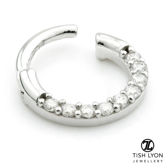 Pavé Gems Daith Ring - White Gold - TLSEP2-14K-W-1.2-8