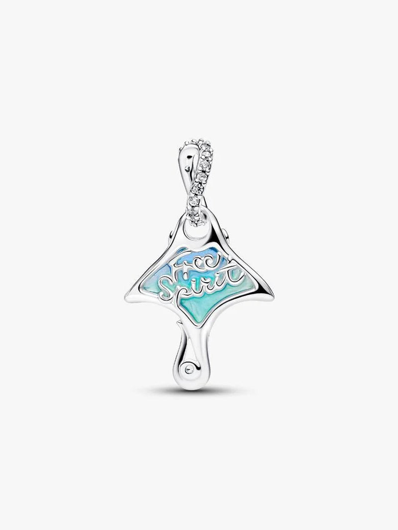 Manta Ray Dangle Charm - Sterling Silver