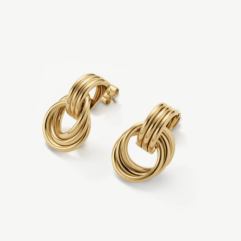 Knot Statement Stud Earrings - Gold - NAE-14