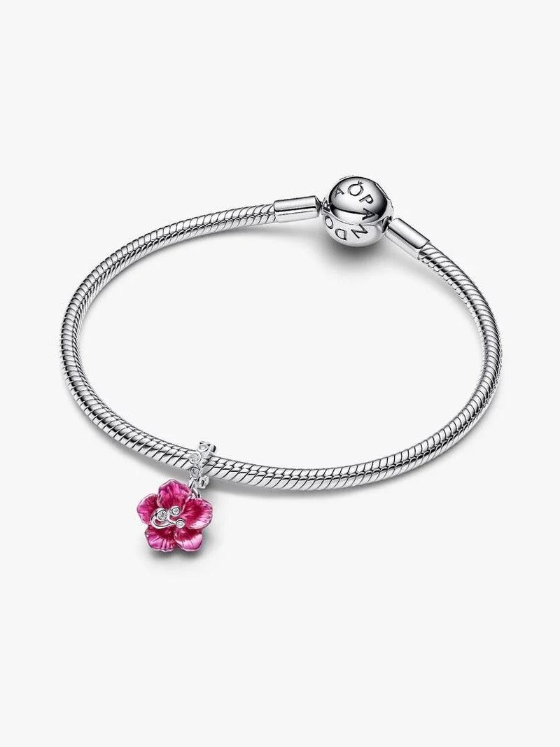 Hibiscus Dangle Charm - Sterling Silver
