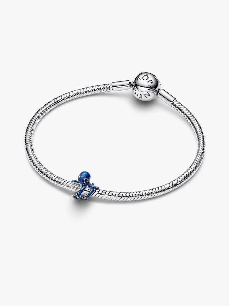 Blue Octopus Charm - Sterling Silver