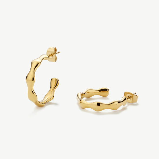 Bamboo Hoop Earrings - Gold - SKE-27