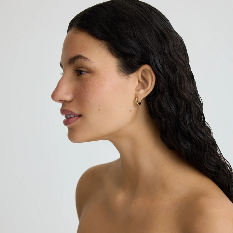 Wave Huggie Hoop Earrings - Gold - SKE-061