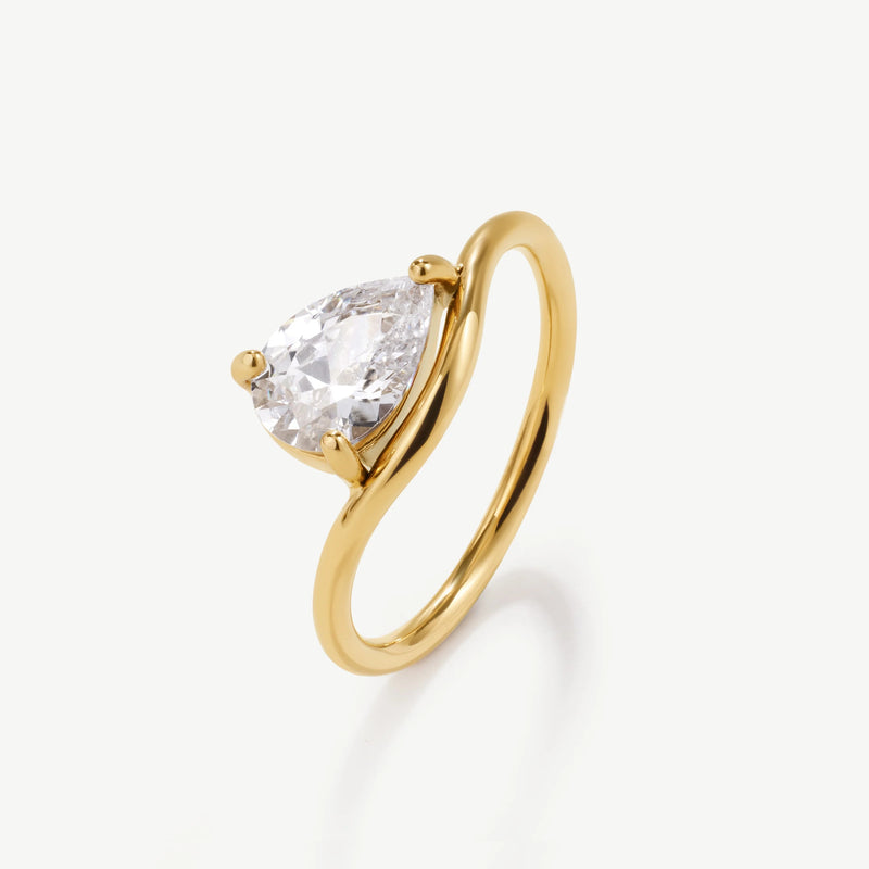 Pear Promise Ring - Gold - SDR-14