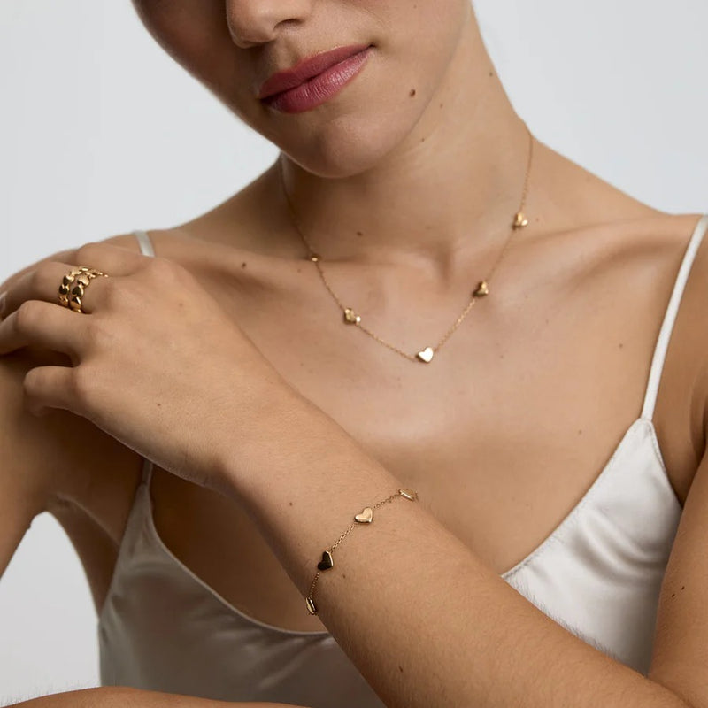 Bubble Heart Multi Bracelet - Gold - NAB-12