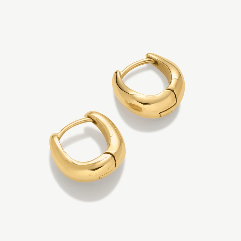 Wave Huggie Hoop Earrings - Gold - SKE-061