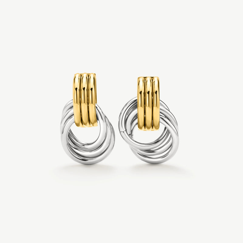 Knot Statement Stud Earrings - Gold - NAE-22