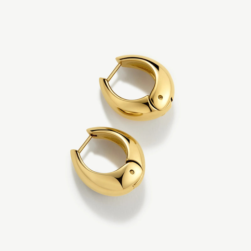 Dome Huggie Hoop Earrings - Gold - YBE-04