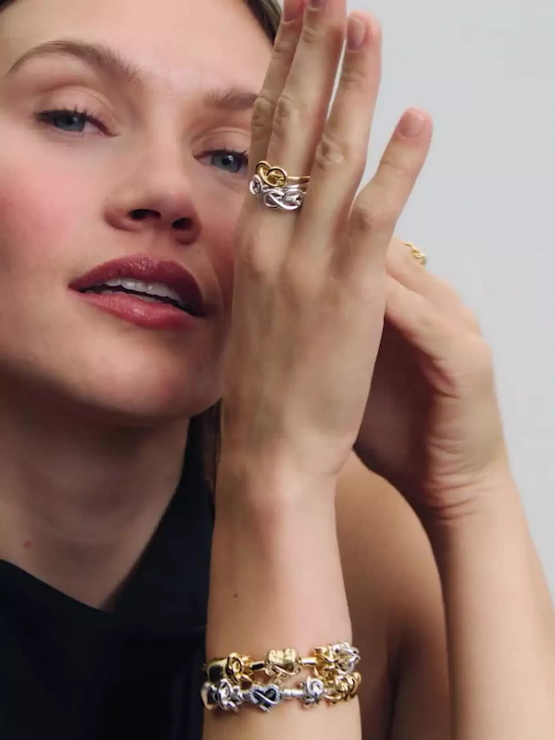 Sparkling Infinity Heart Clasp Snake Chain Bracelet - Sterling Silver - 592645C01