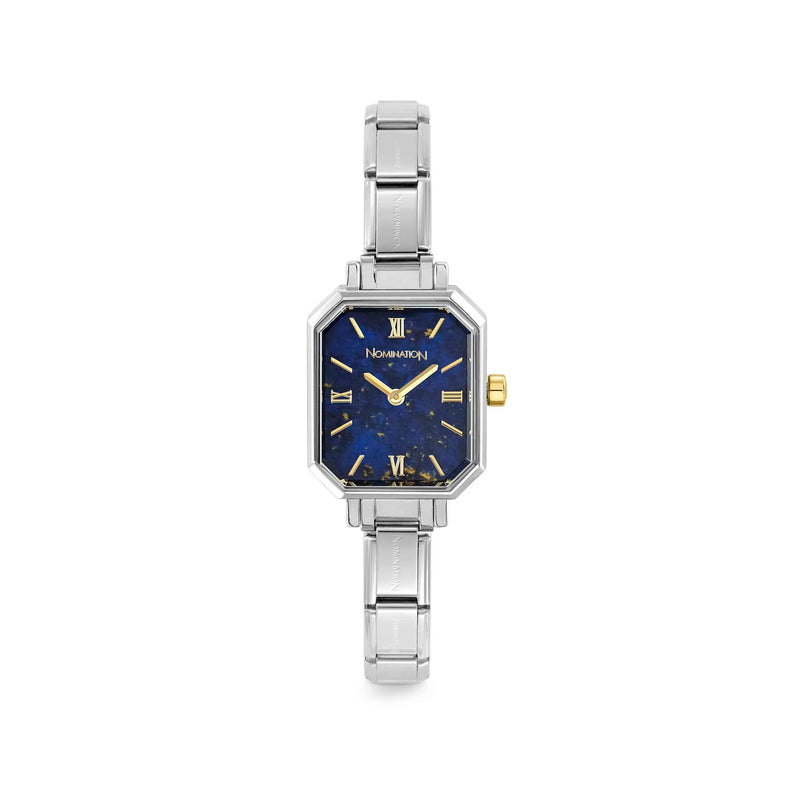 Paris Rectangular Ladies Watch, Lapis Lazuli Blue - Silver - 076037/042