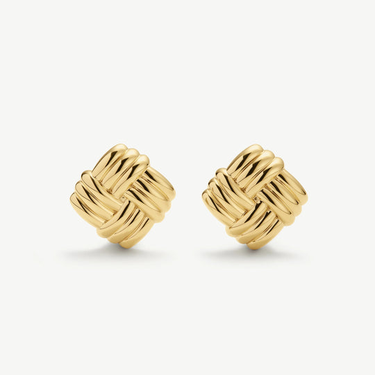 Statement Twist Stud Earrings - Gold - NAE-15