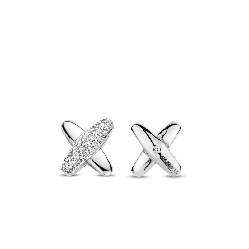 Milano CZ Cross Stud Earrings - Silver - 7982ZI
