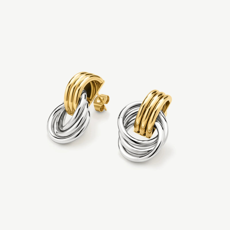 Knot Statement Stud Earrings - Gold - NAE-22