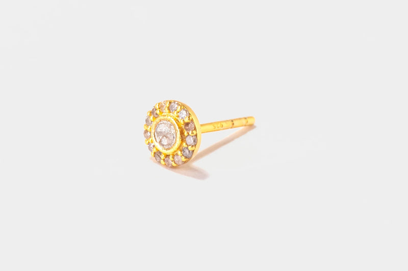 Dagny Round Stud Earrings - Gold - JNM-200-042